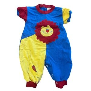 Vintage Buster Brown 3-6 Mos Lion Applique Romper Jumpsuit Cotton Blend Cute